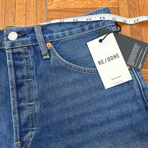 NWT RE/DONE Originals 50's Cutoff Denim Shorts Medium Button fly Rigid Denim 28 - Picture 7 of 10
